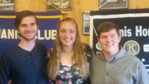 2016 scholarship recipients; Ethan Jones, Rachel Wingler and Jared Smith.