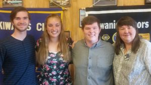 Ethan Jones, Rachel Wingler & Jarad Smith with Club Scholarship chairperson, Cherie Quartarolo.